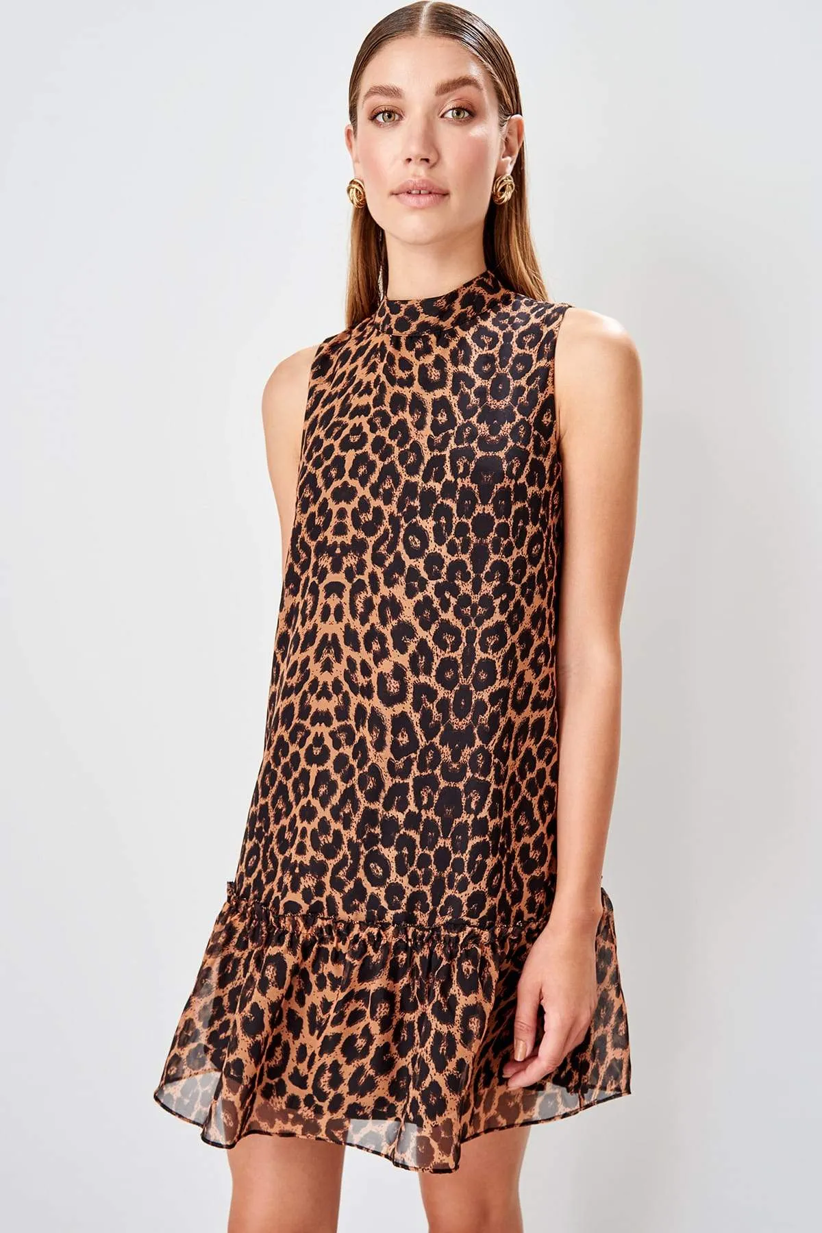 11661 Brown-Black Leopard Print Dress