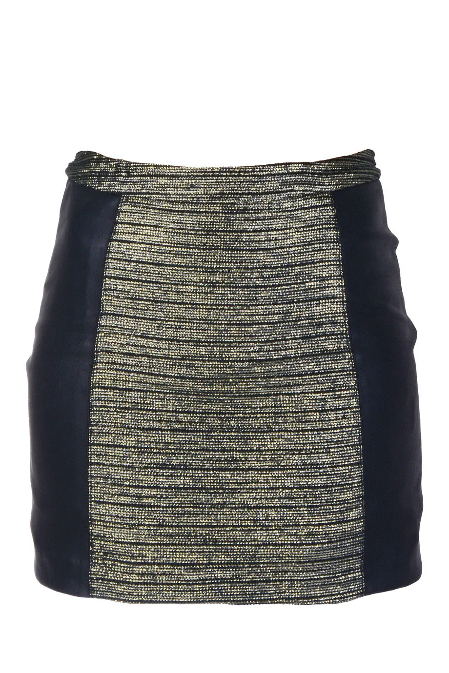 ALIA Black Gold Metallic Mini Skirt