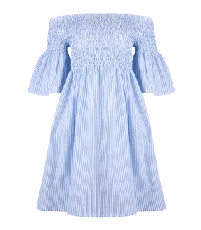 Arianna Smocked Bell Sleeve Mini Dress Striped