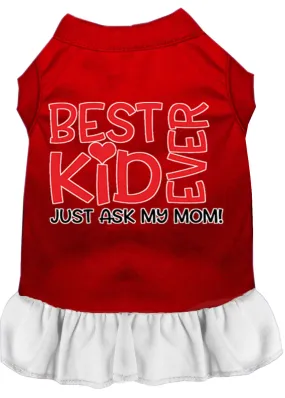 Ask My Mom Screen Print Dog Dress Red With White Sm (10)