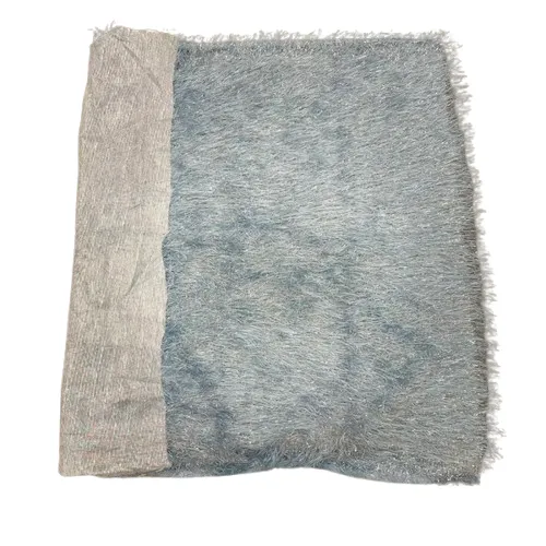 Baby Blue | Silver Metallic Faux Ostrich Feather Lace Fabric