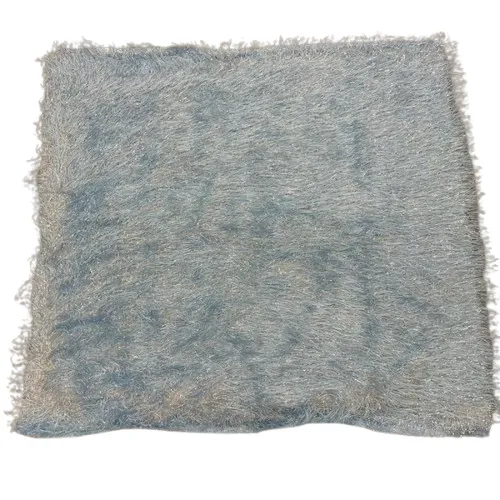 Baby Blue | Silver Metallic Faux Ostrich Feather Lace Fabric