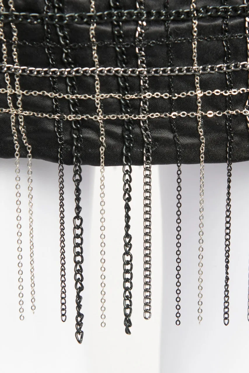 Black Chain Fringe Preowned Mini Skirt