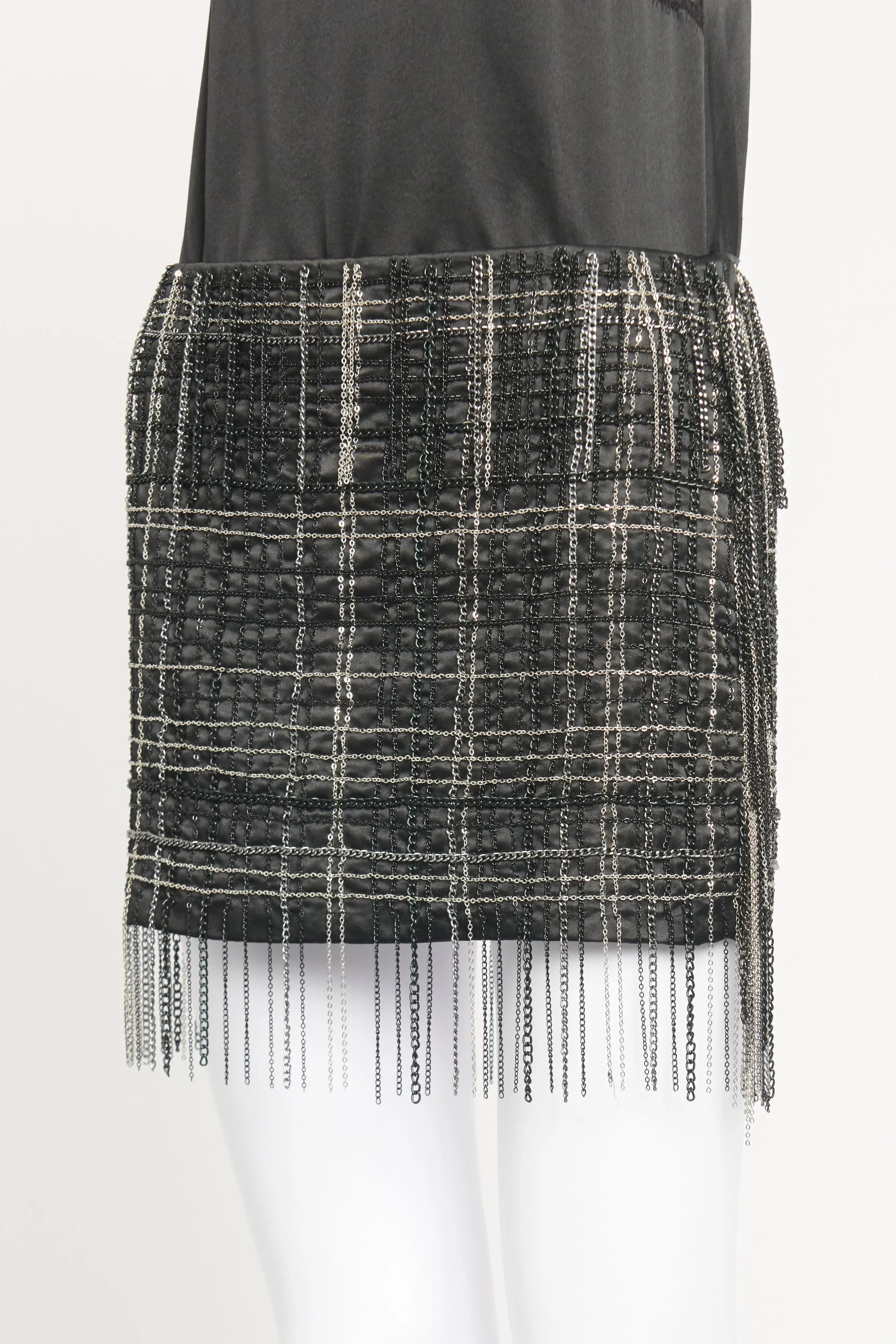 Black Chain Fringe Preowned Mini Skirt