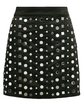 Black Eshiny Satin Mirror Mini Skirt