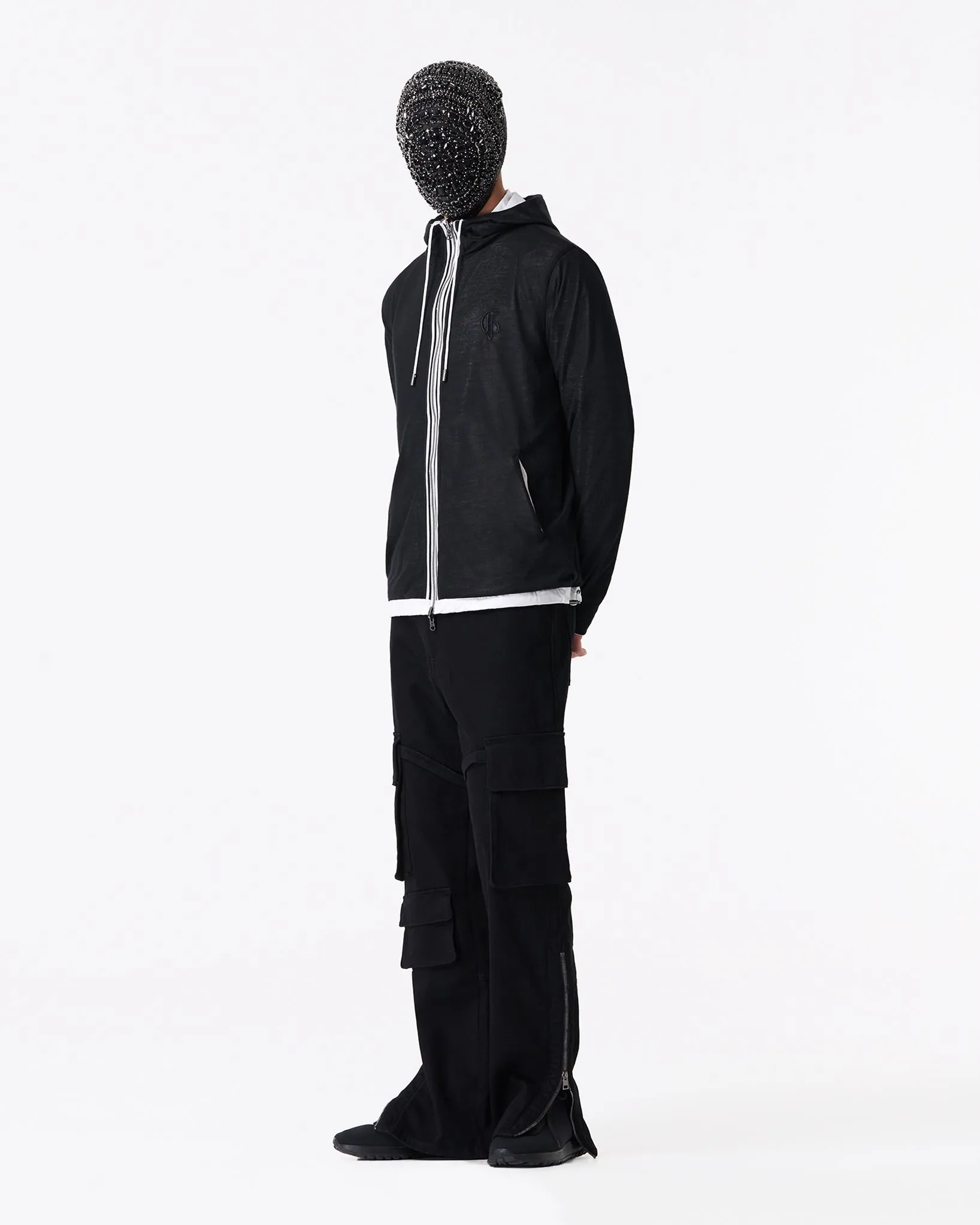 Black reversible rain jacket