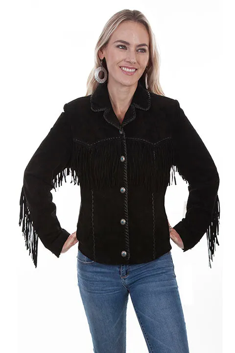 Black Suede Fringe Jacket at Bourbon Cowgirl