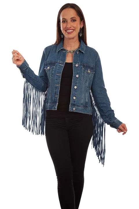 Blue Fringe Denim Jacket at Bourbon Cowgirl