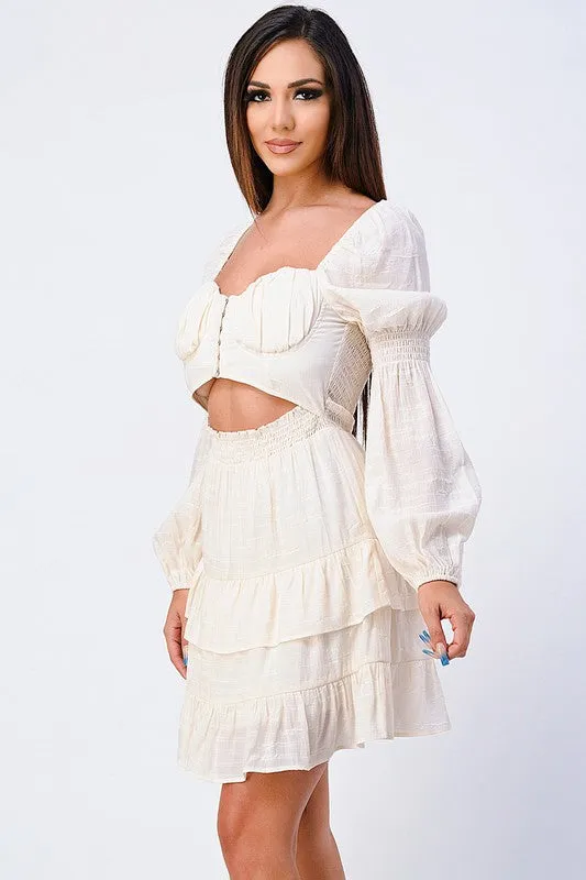 BOHO CHIC CUT-OUT SWEETHEART MINI DRESS