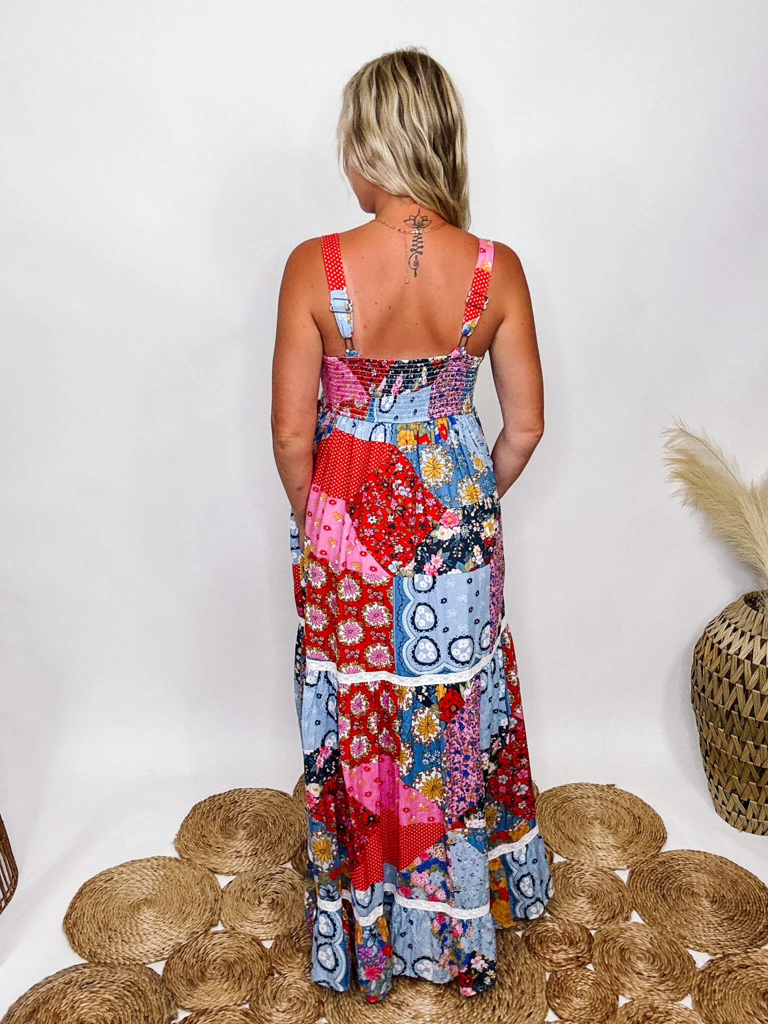 Boho Floral Patchwork Maxi Dress