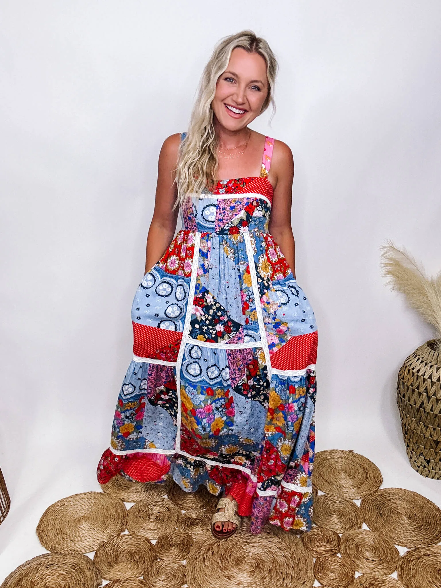 Boho Floral Patchwork Maxi Dress