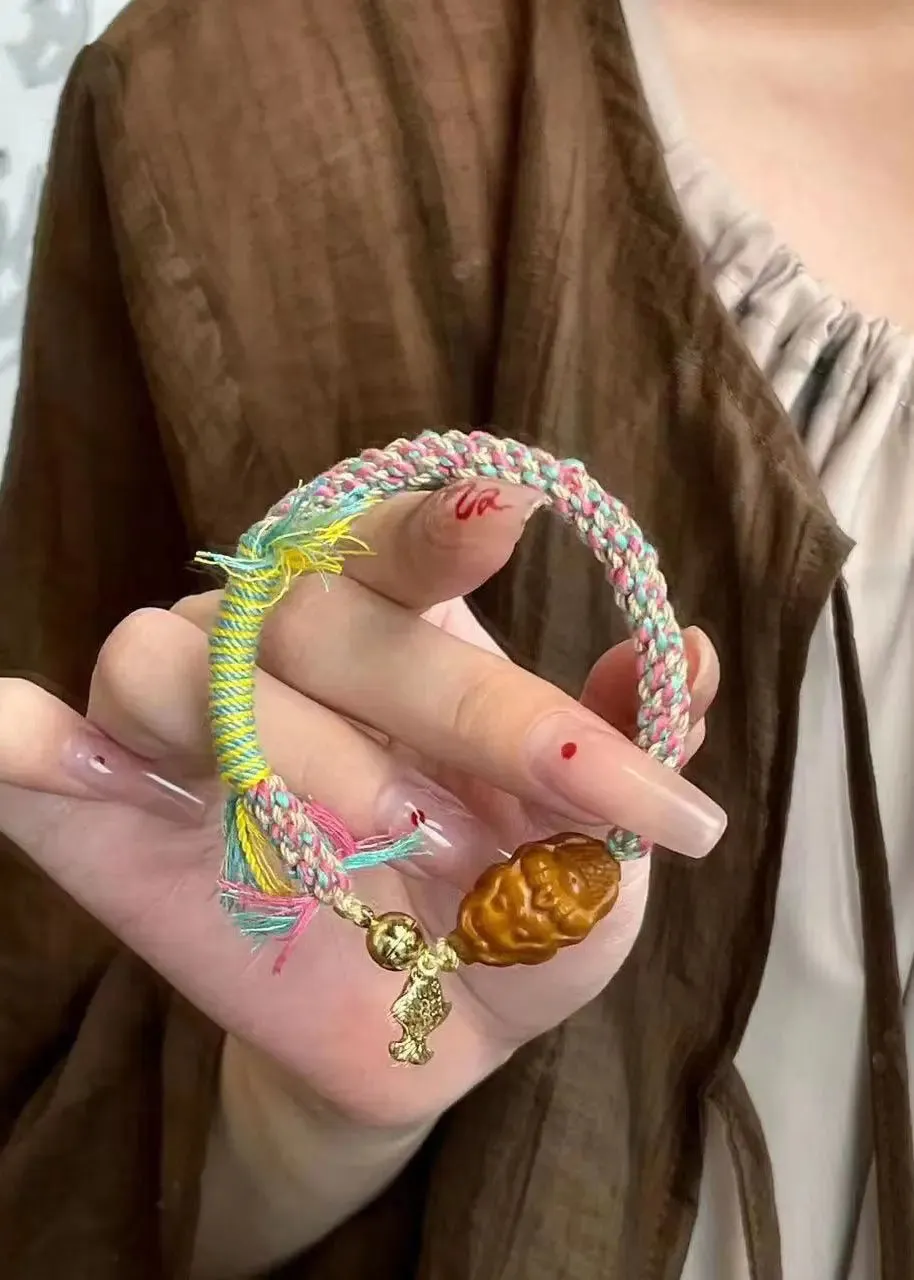 Boho Rainbow Hand Knitting Mermaid Bracelet ML0266