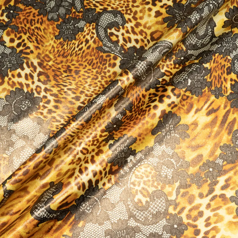 Brown & Orange Animal Printed Stretch Cotton