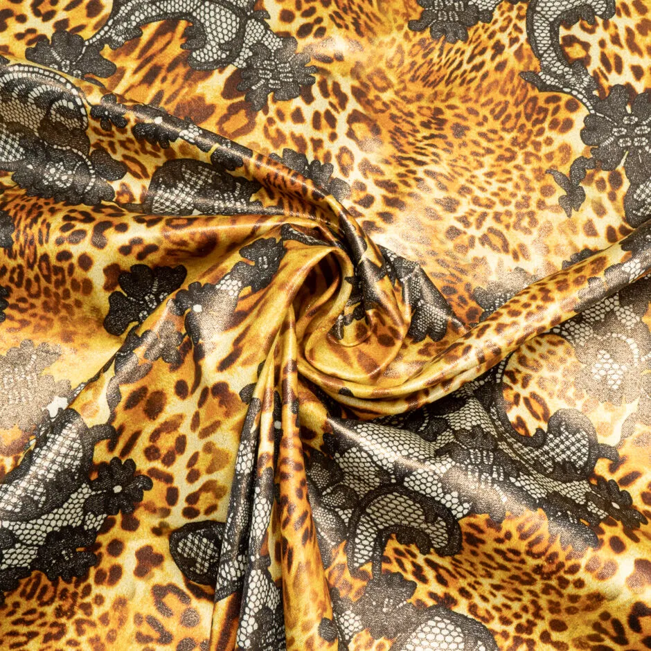 Brown & Orange Animal Printed Stretch Cotton