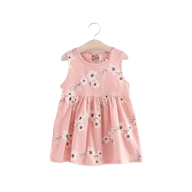 Casual Style Fly Sleeve Bow Dress For Girls