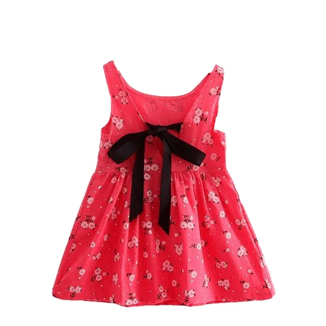 Casual Style Fly Sleeve Bow Dress For Girls