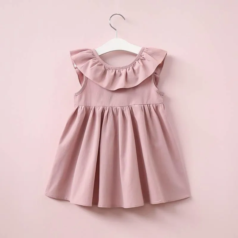 Casual Style Fly Sleeve Bow Dress For Girls