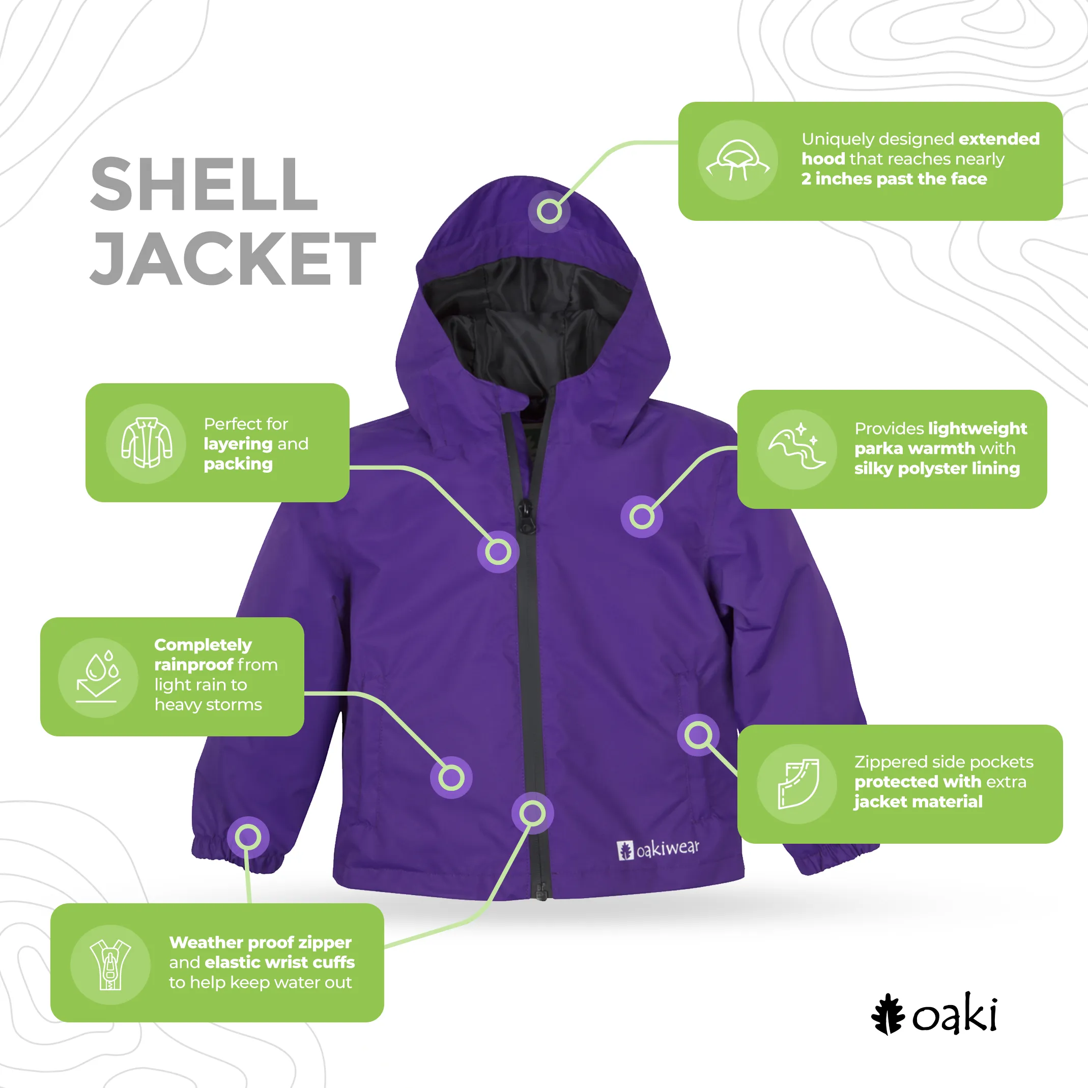 Children's Waterproof Shell Jacket, Galaxy Purple