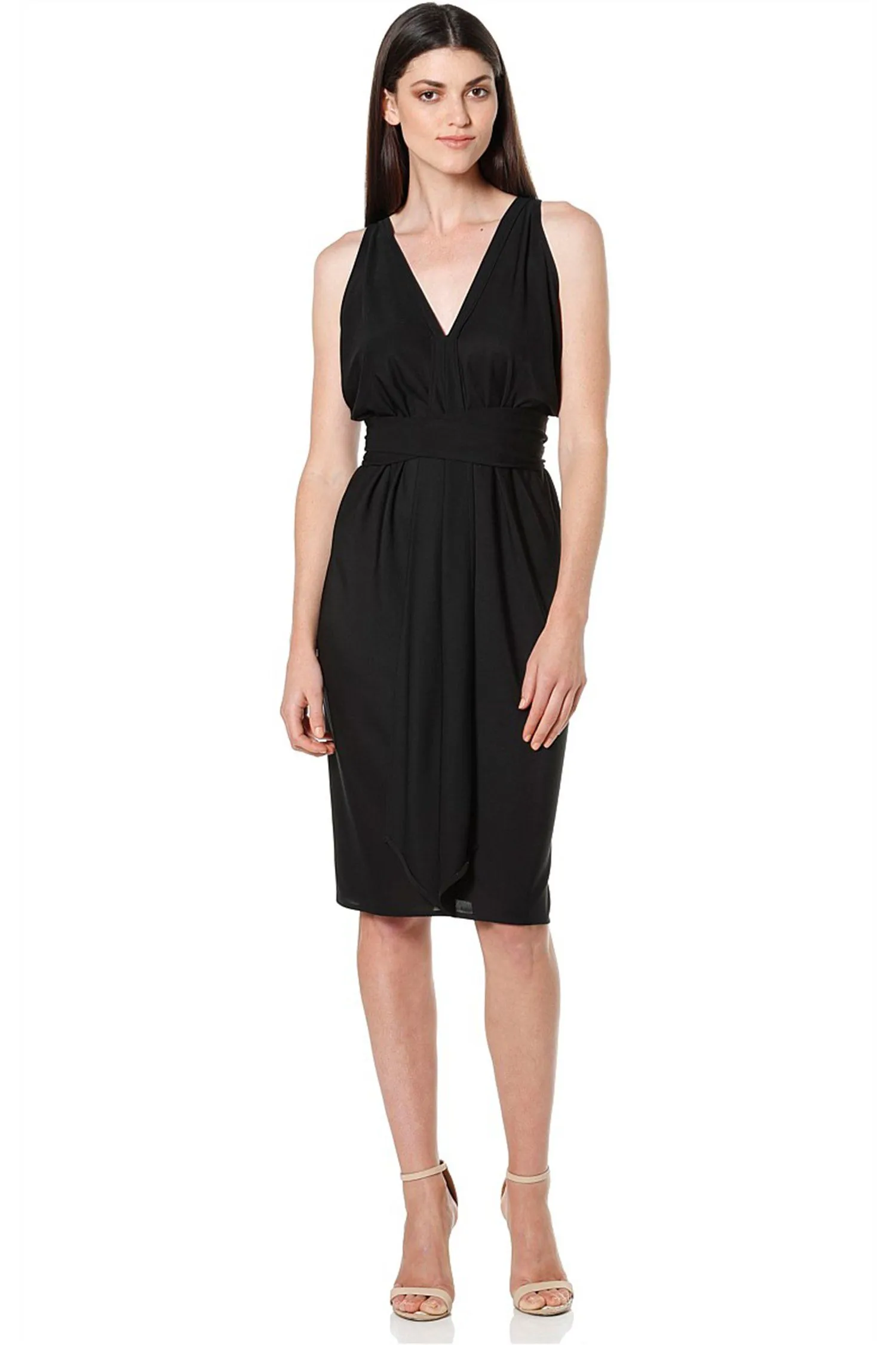 Column Drape Dress in Black