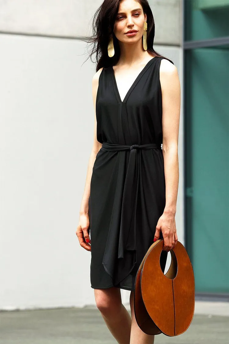 Column Drape Dress in Black