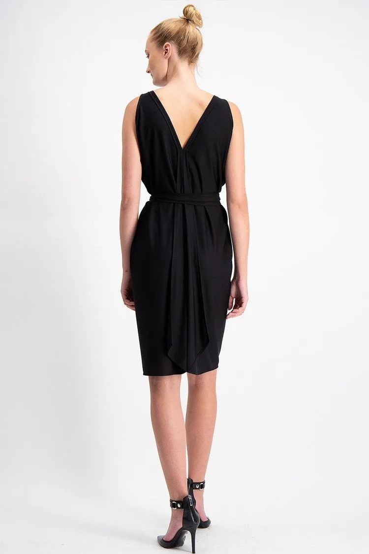 Column Drape Dress in Black