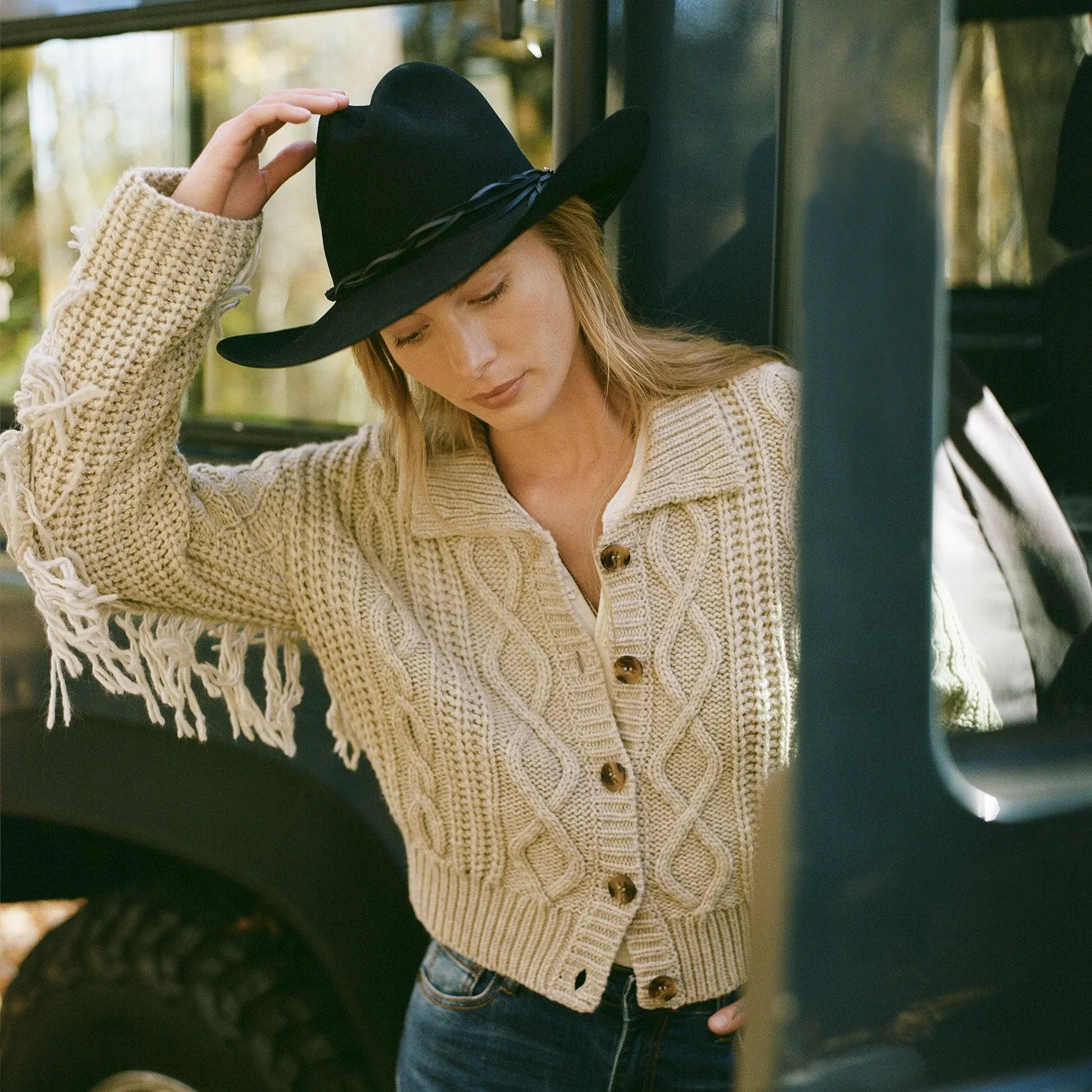 Cream Fringed Cardigan