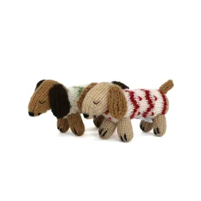 Dachshund In Holiday Sweater Ornament- Set Of 2