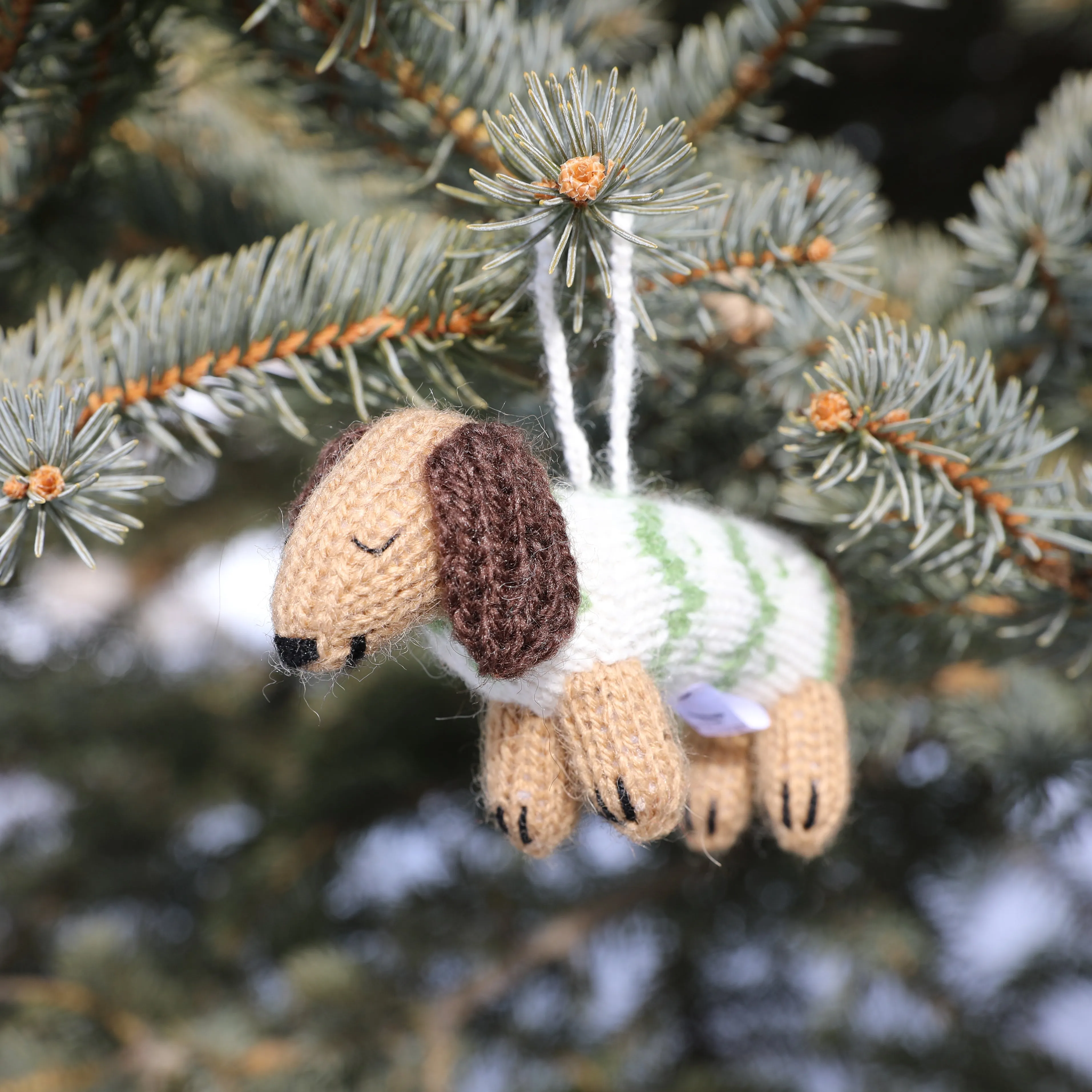 Dachshund In Holiday Sweater Ornament- Set Of 2