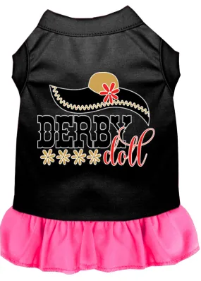 Derby Doll Screen Print Dog Dress Black With Bright Pink Sm (10)