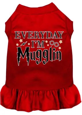 Everyday I'm Mugglin Screen Print Dog Dress Red Xxl (18)