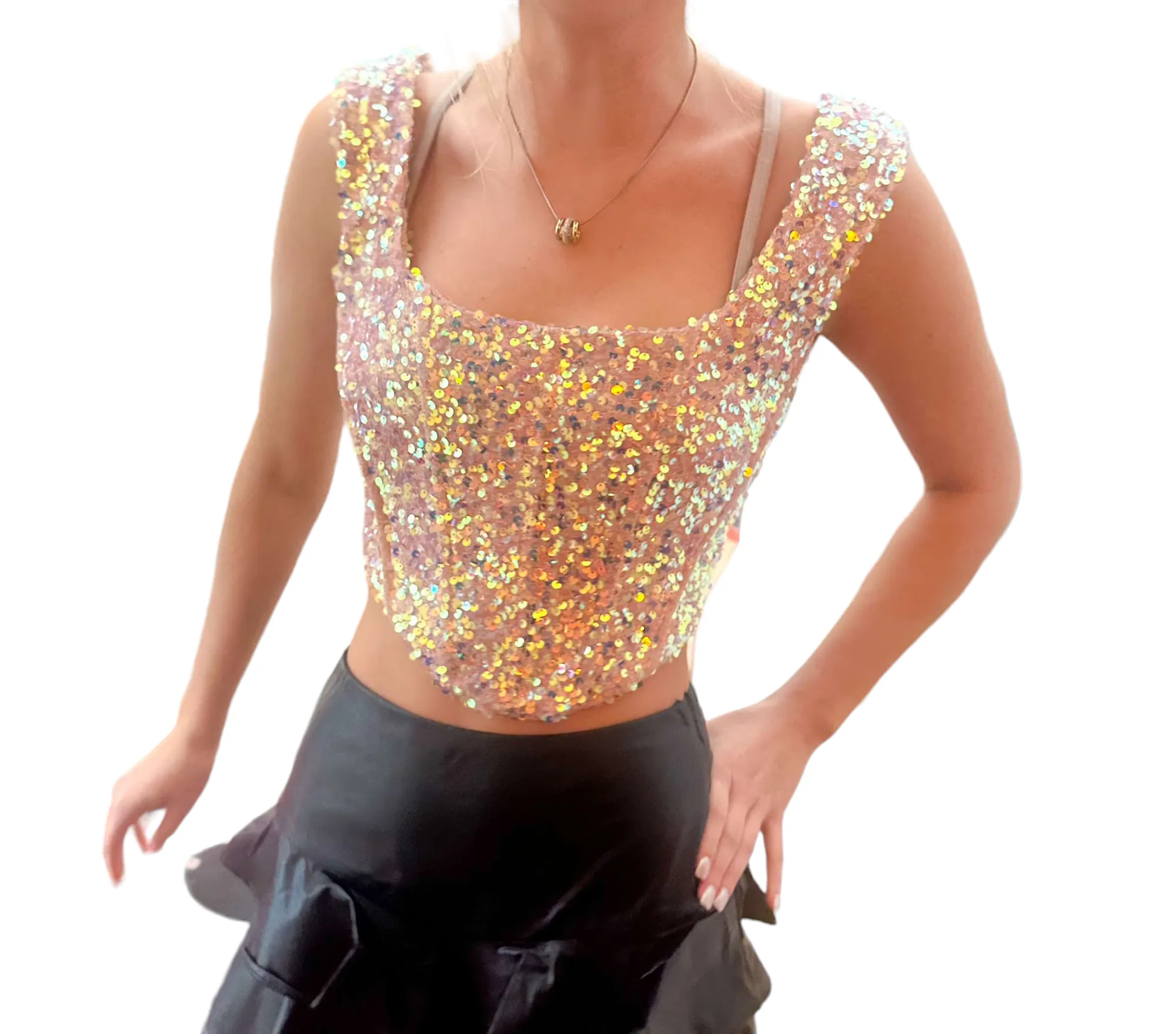 Glamorous Gold Sequin Corset Top for New Year’s Eve