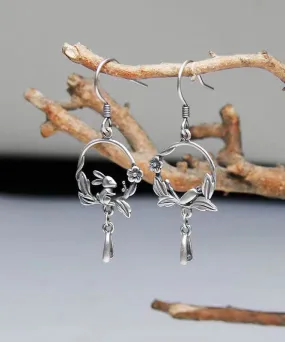 Handmade Boho Little Rabbit Carrot Silver Drop Earrings LY9194