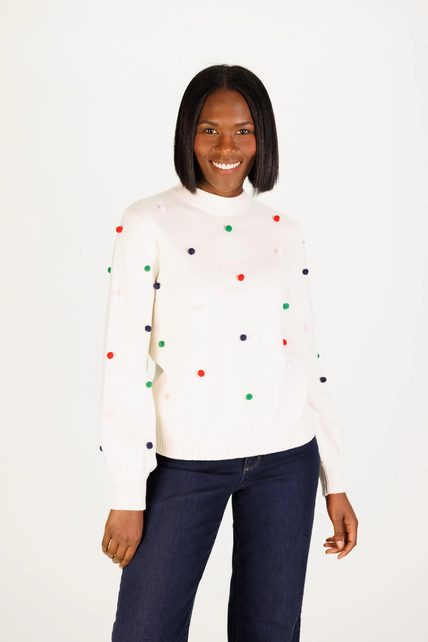 Holiday Pom Pom Heirloom Cotton Sweater