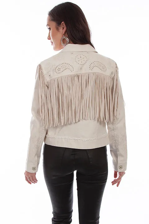 Honey Creek by Scully Women's Fringe Jean Jacket