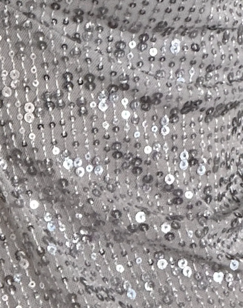 Janar Halterneck Top in Gauzy Sequin Silver