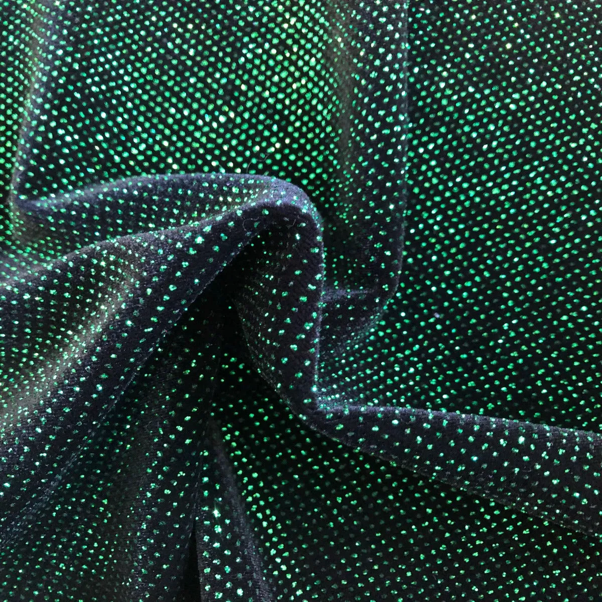 Kelly Green Sparkle Glitter Lurex Stretch Velvet Fabric