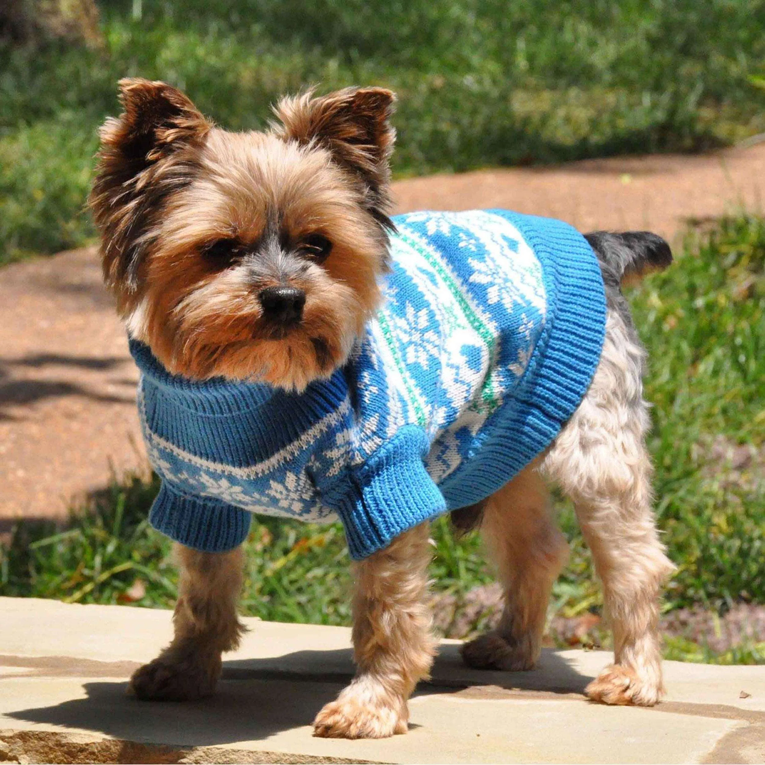 Knit Sweater | Blue Snowflake & Hearts