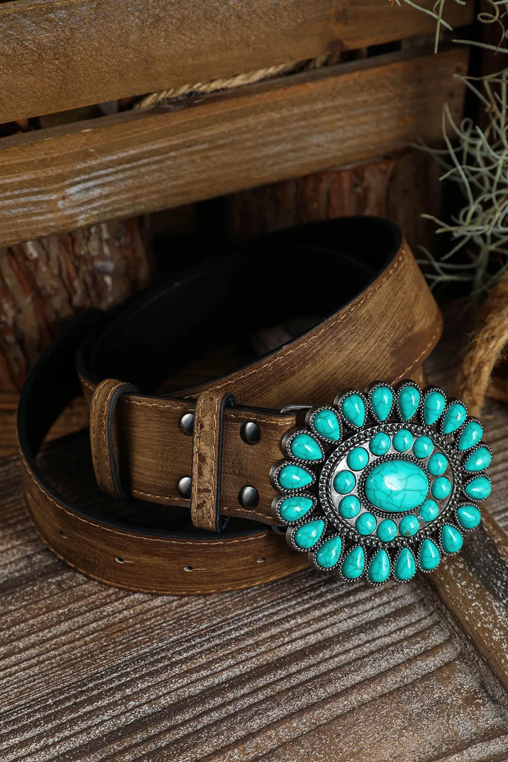 Light Blue Boho Turquoise Decor Wide Belt