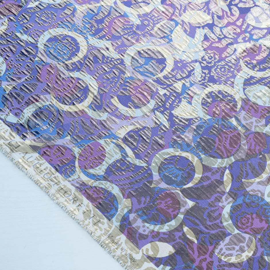 Lilac & Blue Metallic Silk Jacquard Cloqué