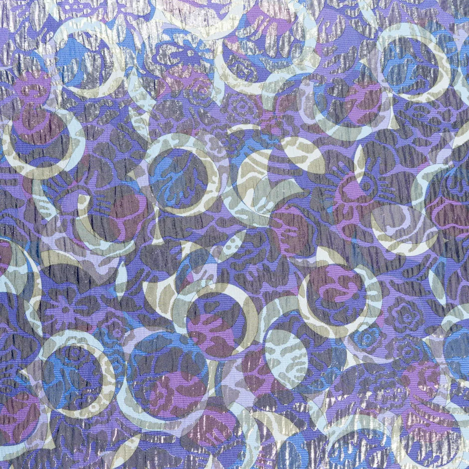 Lilac & Blue Metallic Silk Jacquard Cloqué