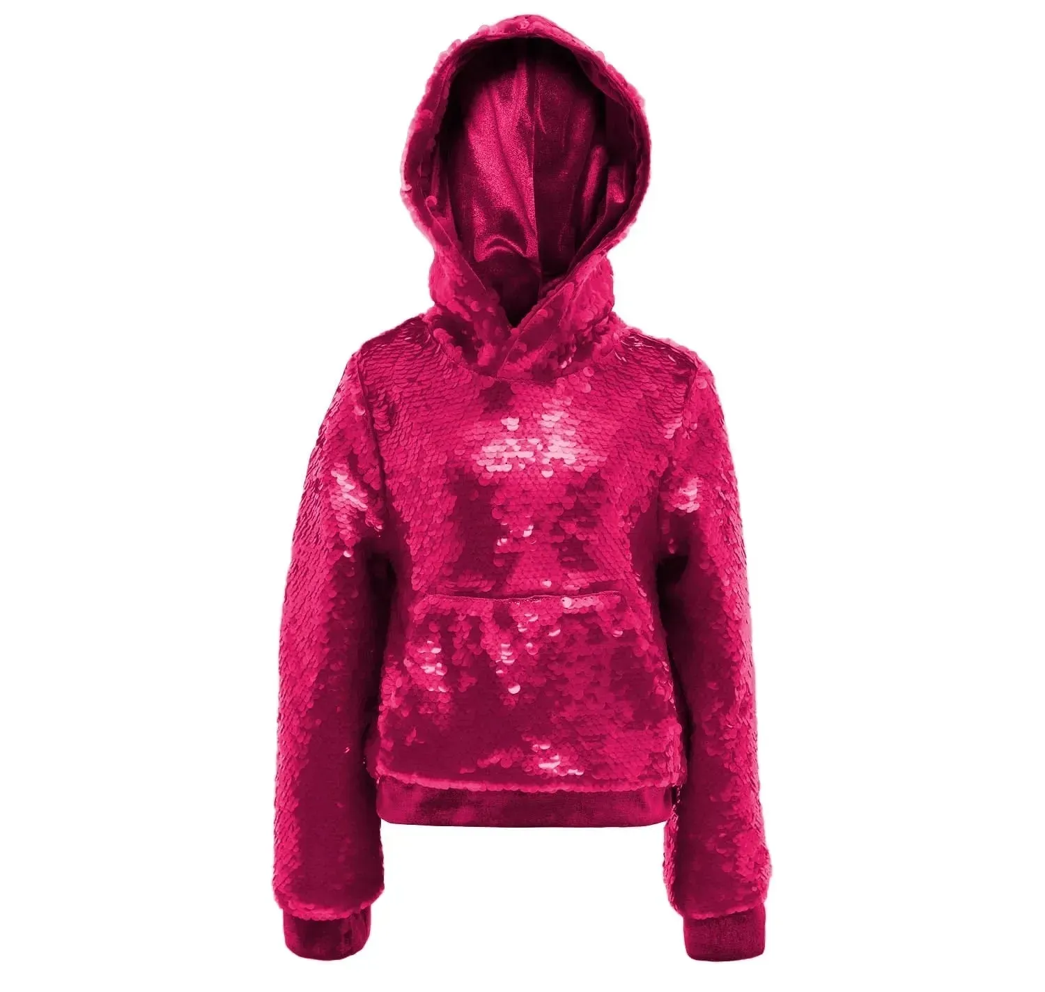 Magenta Oversized Sequin Hoodie with Velvet Lining