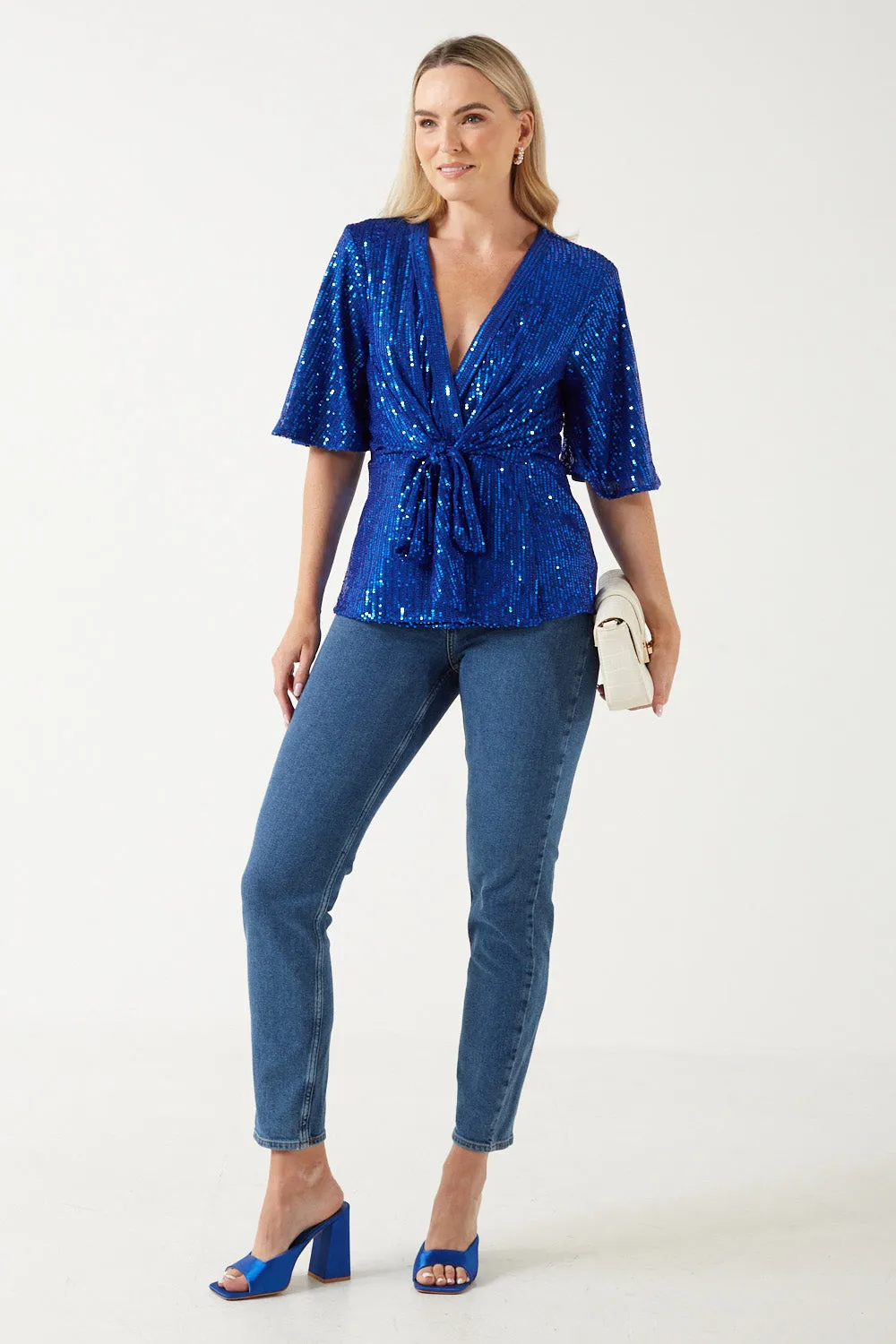 Marc Angelo Sequin Tie Top