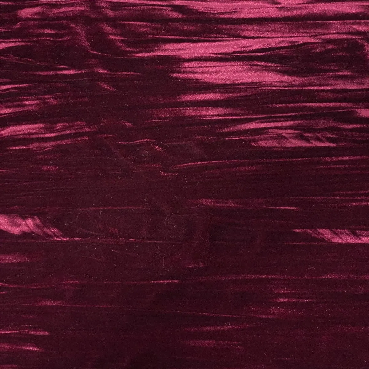 Maroon Red Crinkle Stretch Velvet Fabric