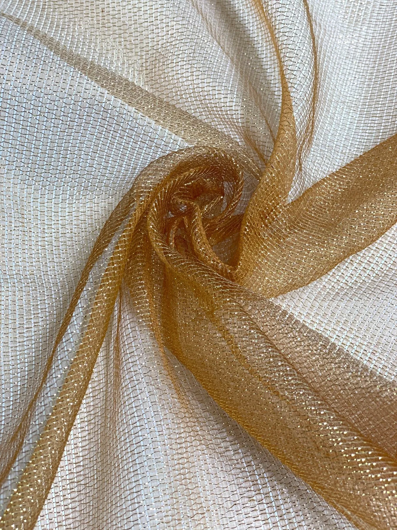 Matte Gold Silk Metallic Mesh Fabric