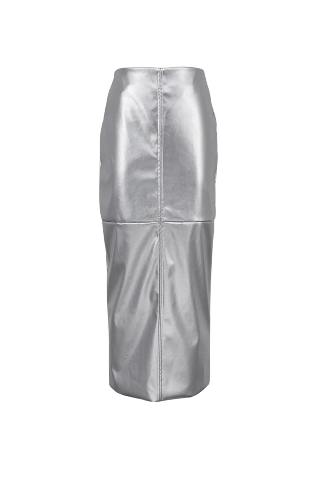 Metallic Color Pu Pack Hip Midi Skirt