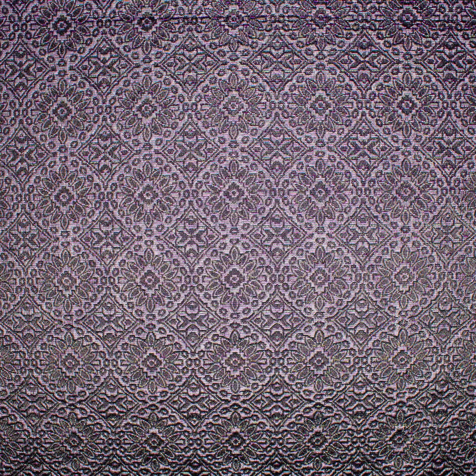 Metallic Lilac & Black Geometric Cotton Blend Brocade