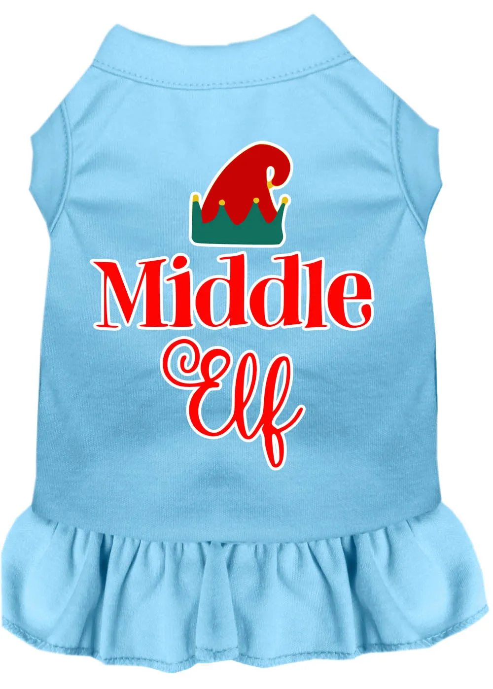 Middle Elf Screen Print Dog Dress Baby Blue Med