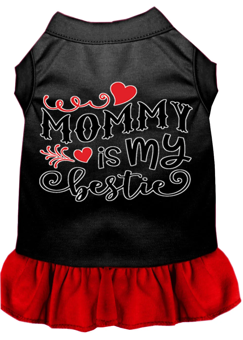 Mommy Is My Bestie Screen Print Dog Dress Black With Red Med (12)