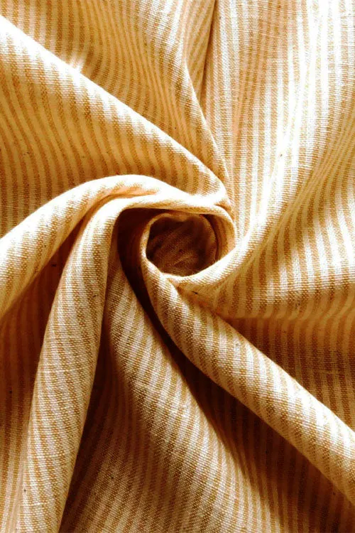 Moralfibre 100% Cotton Handspun Handwoven Mustard & Cream Stripe Fabric