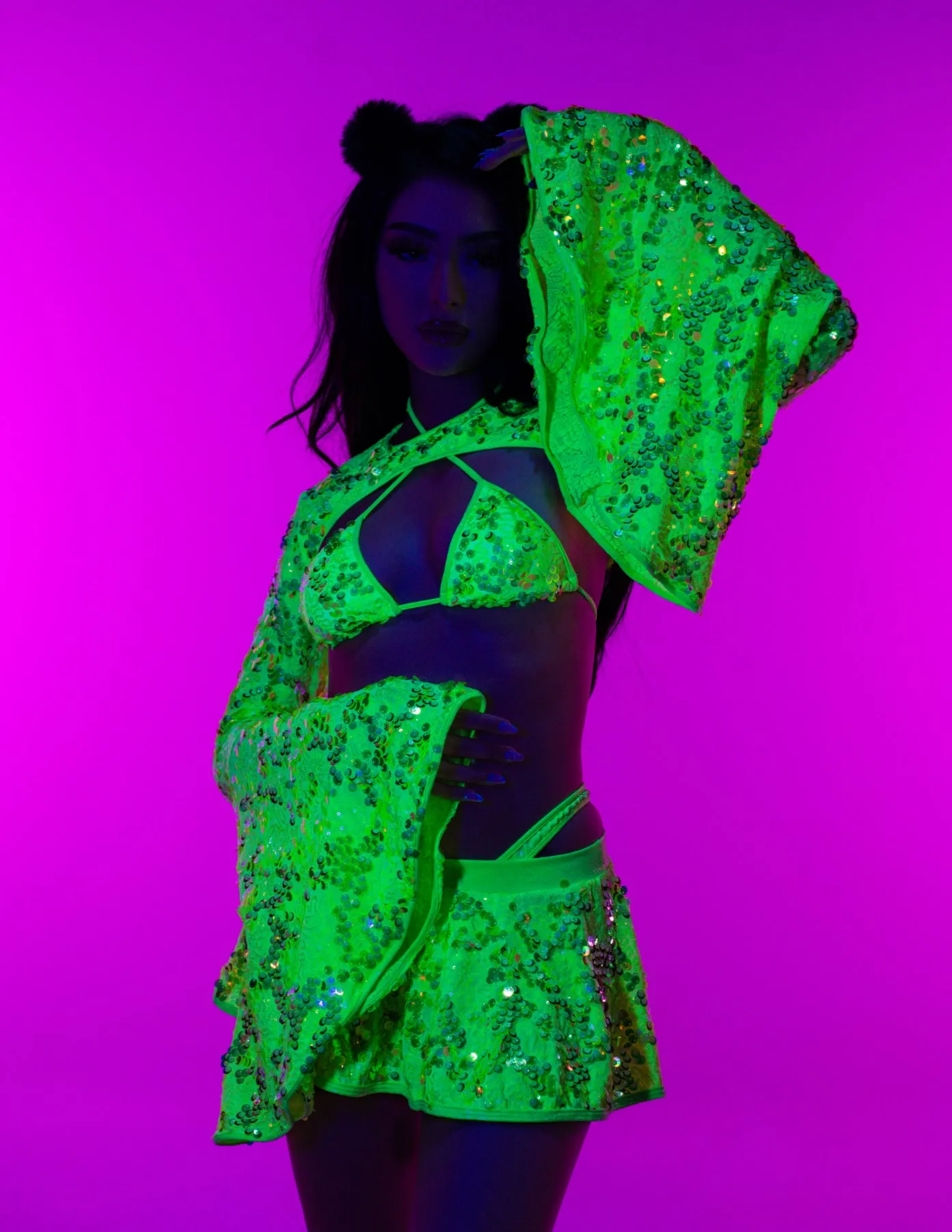 Neon Sequin Disco Shrug